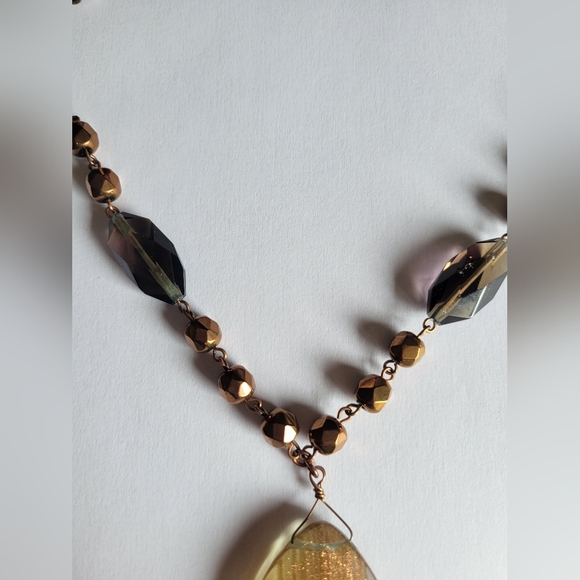 Lia Sophia Necklace- Cream, Copper, & Brown- 33 Inches - Picture 3 of 4
